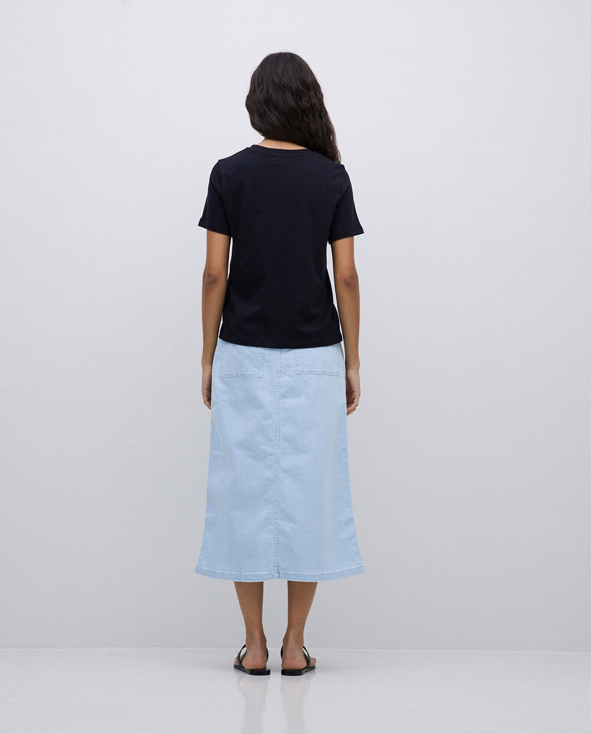 Falda tejana midi azul índigo