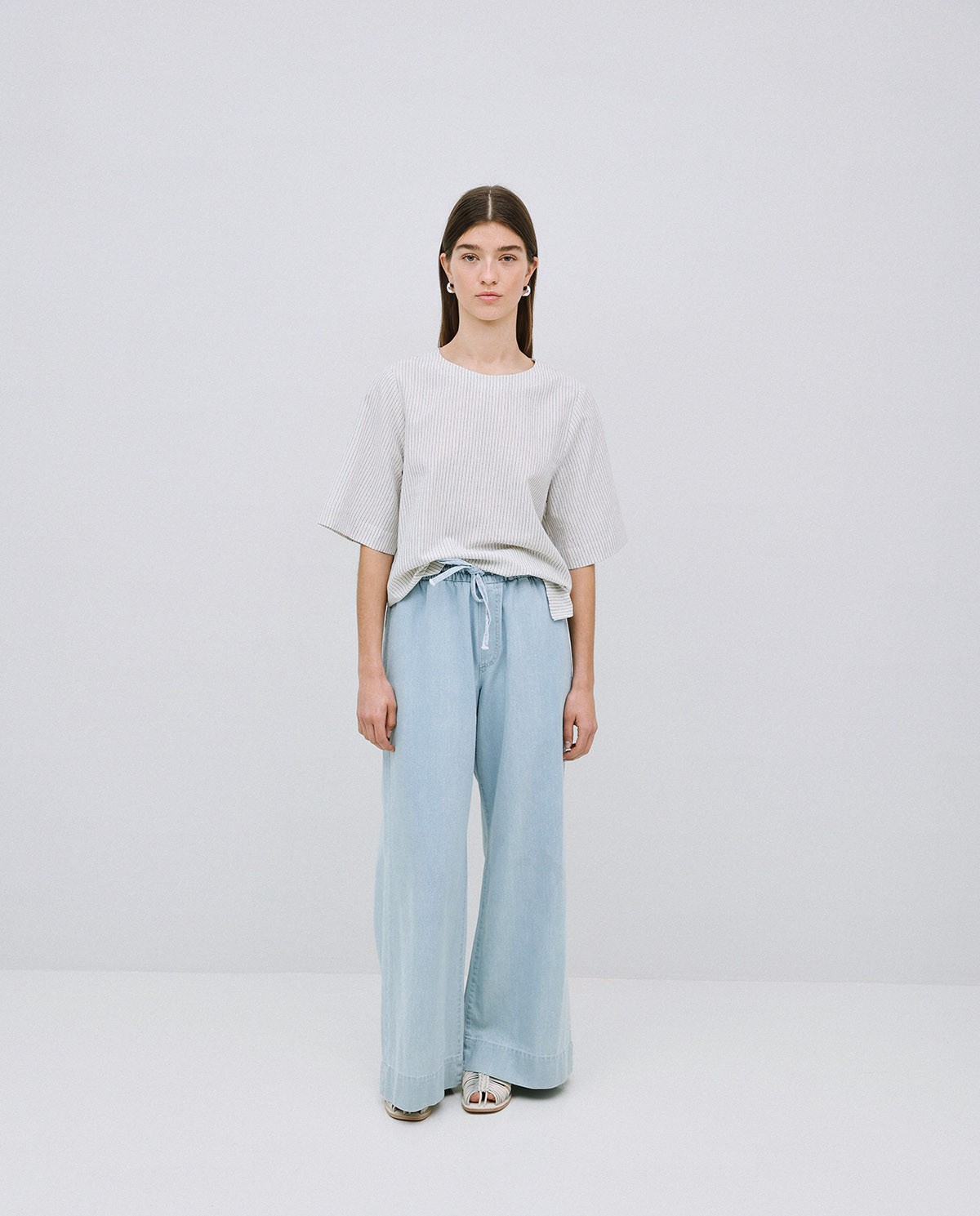 Pantalon palazzo en jean bleu 3