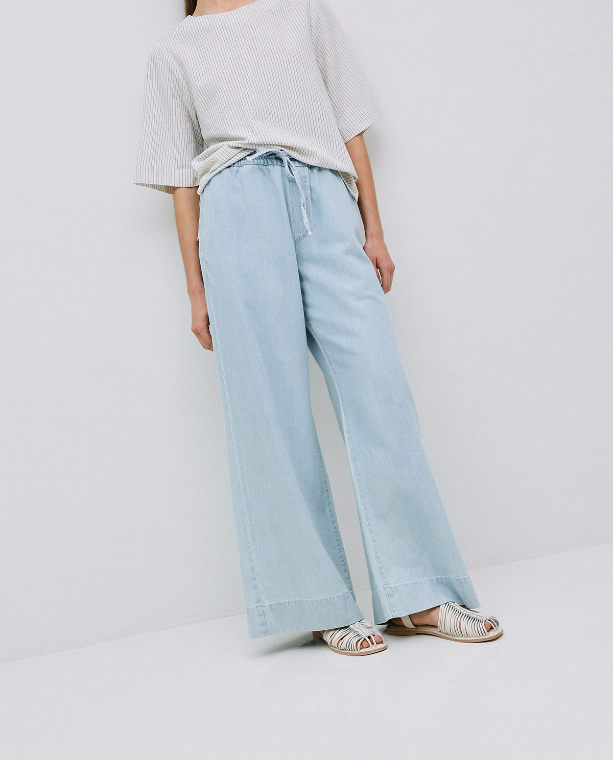 Pantalon palazzo en jean bleu 2