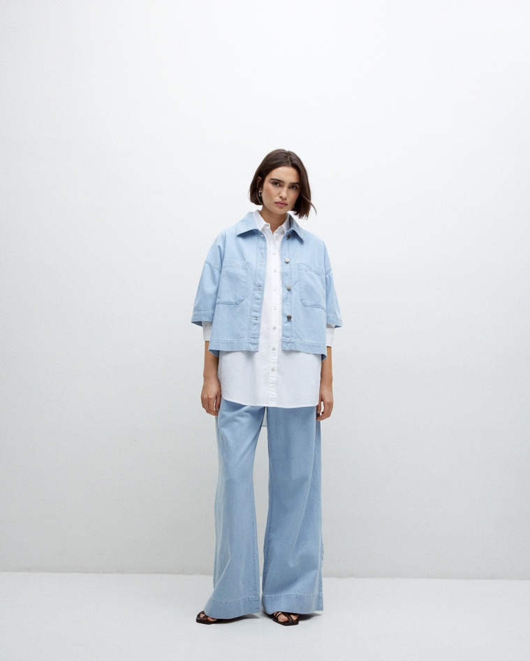 Pantalons palazzo denim blau