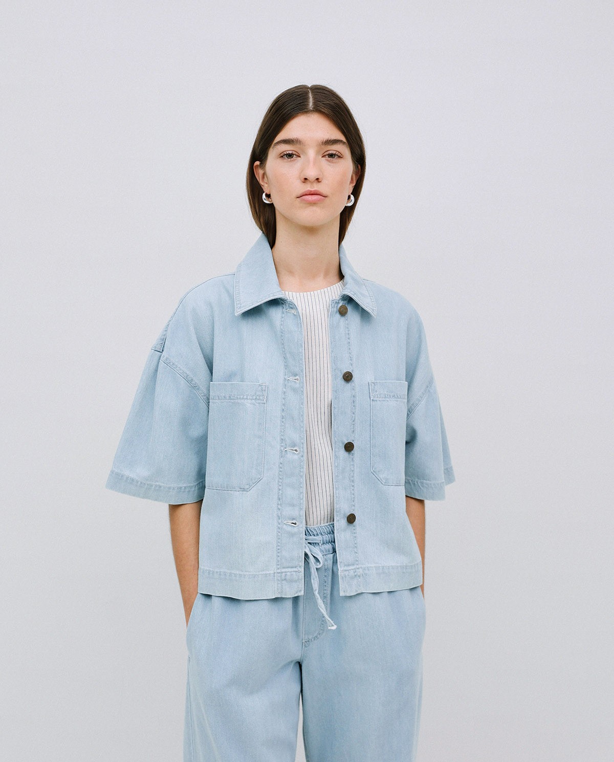 Jaqueta denim tencel blau 1
