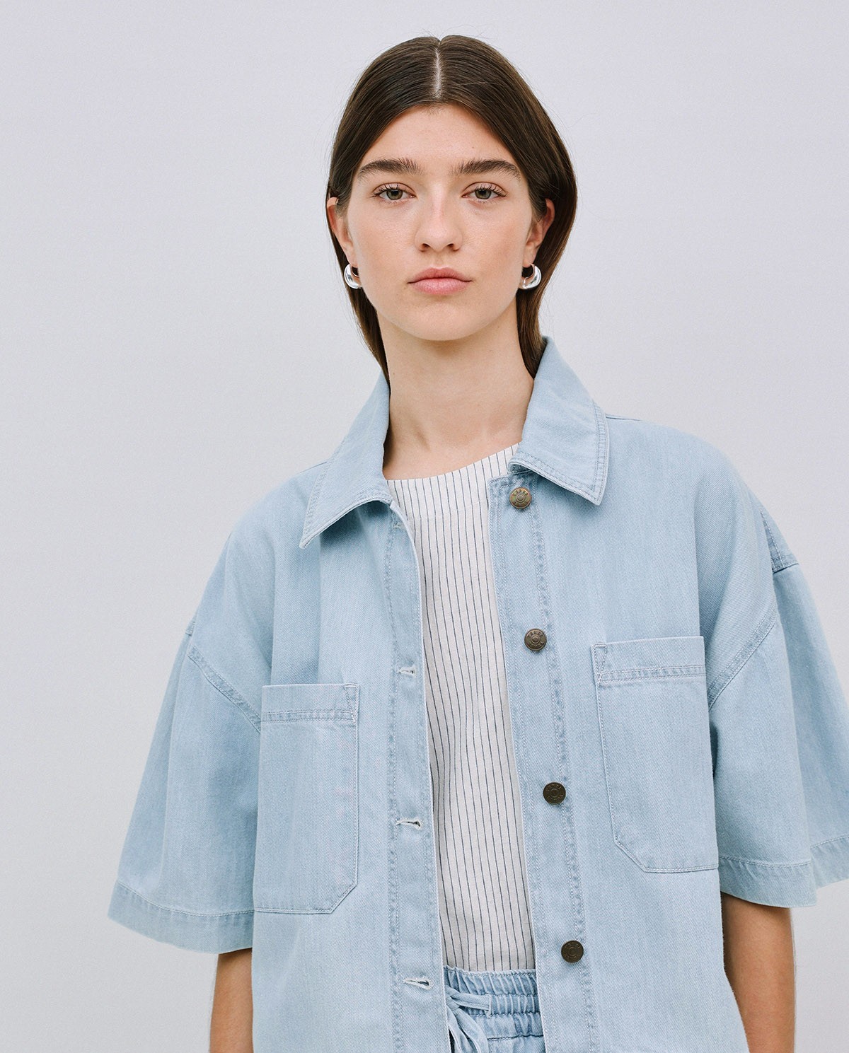 Jaqueta denim tencel blau