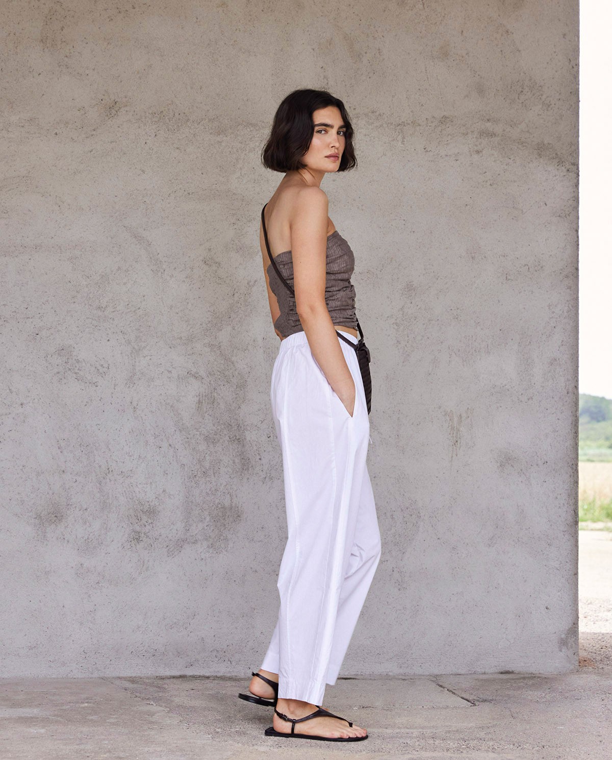Pantalon balloon fit 100 % coton blanc 1