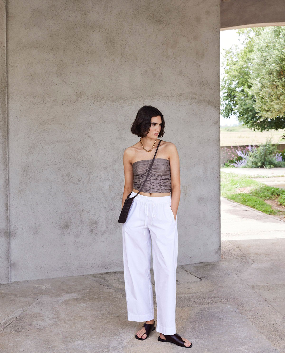 Pantalon balloon fit 100 % coton blanc 2