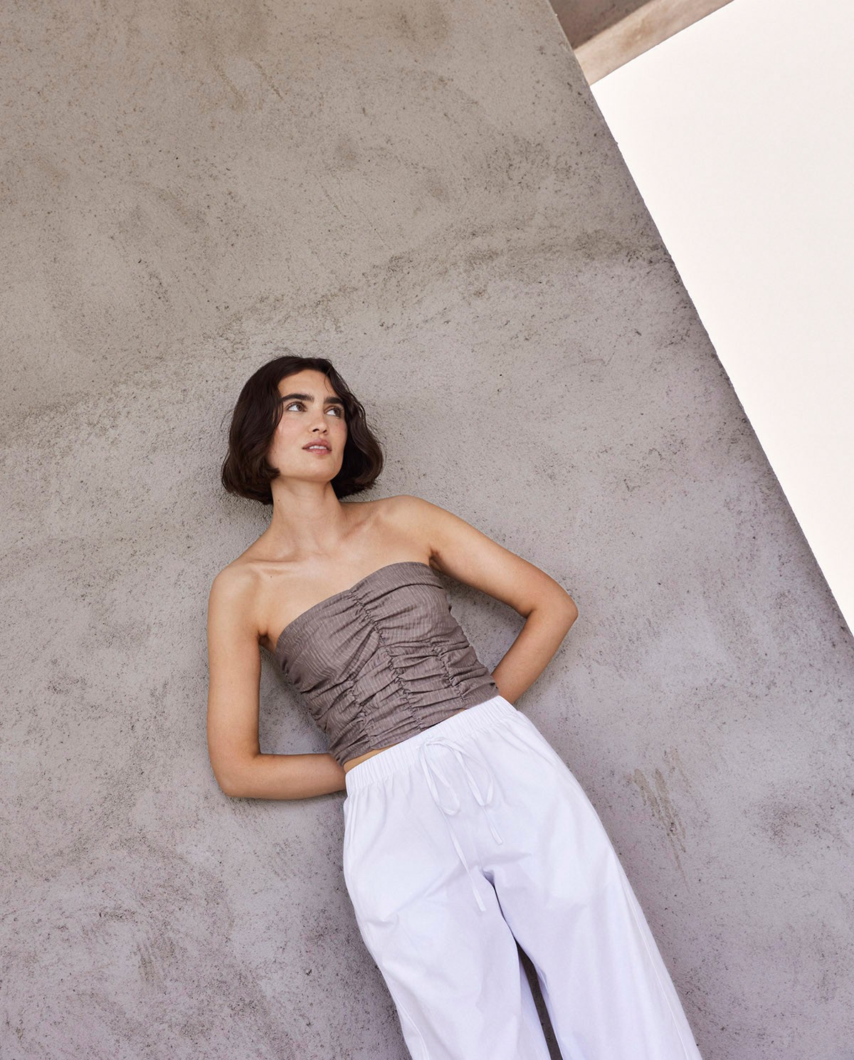 Pantalon balloon fit 100 % coton blanc 3
