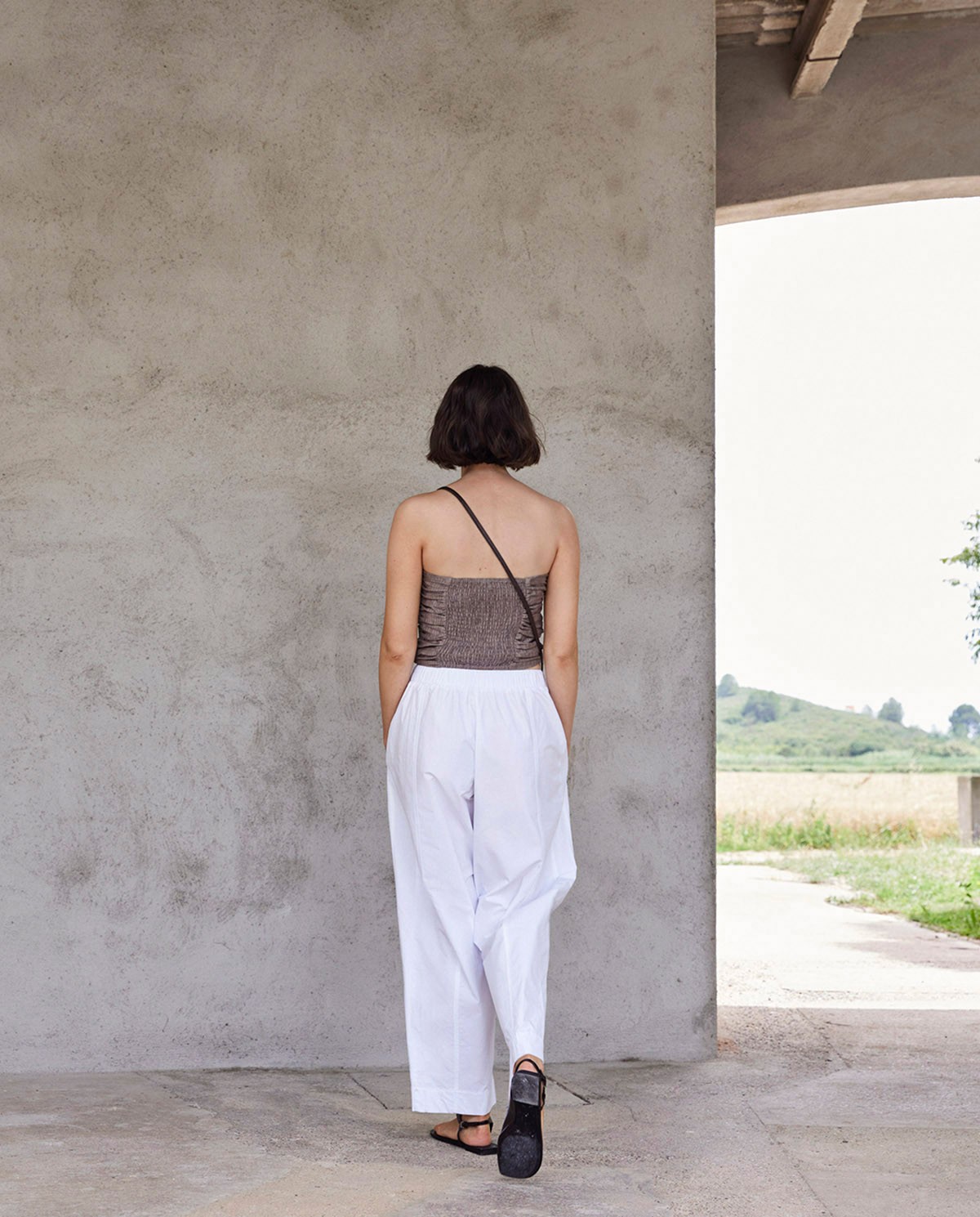 Pantalon balloon fit 100 % coton blanc 4