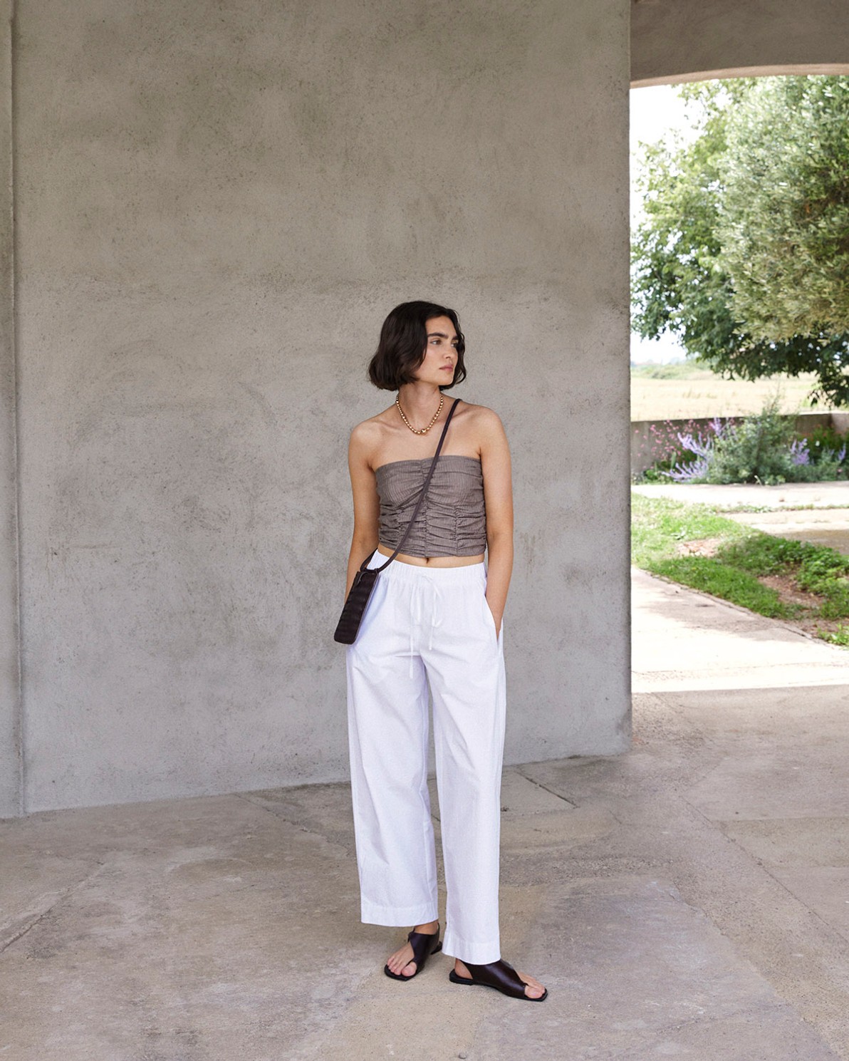 Pantalon balloon fit 100 % coton blanc