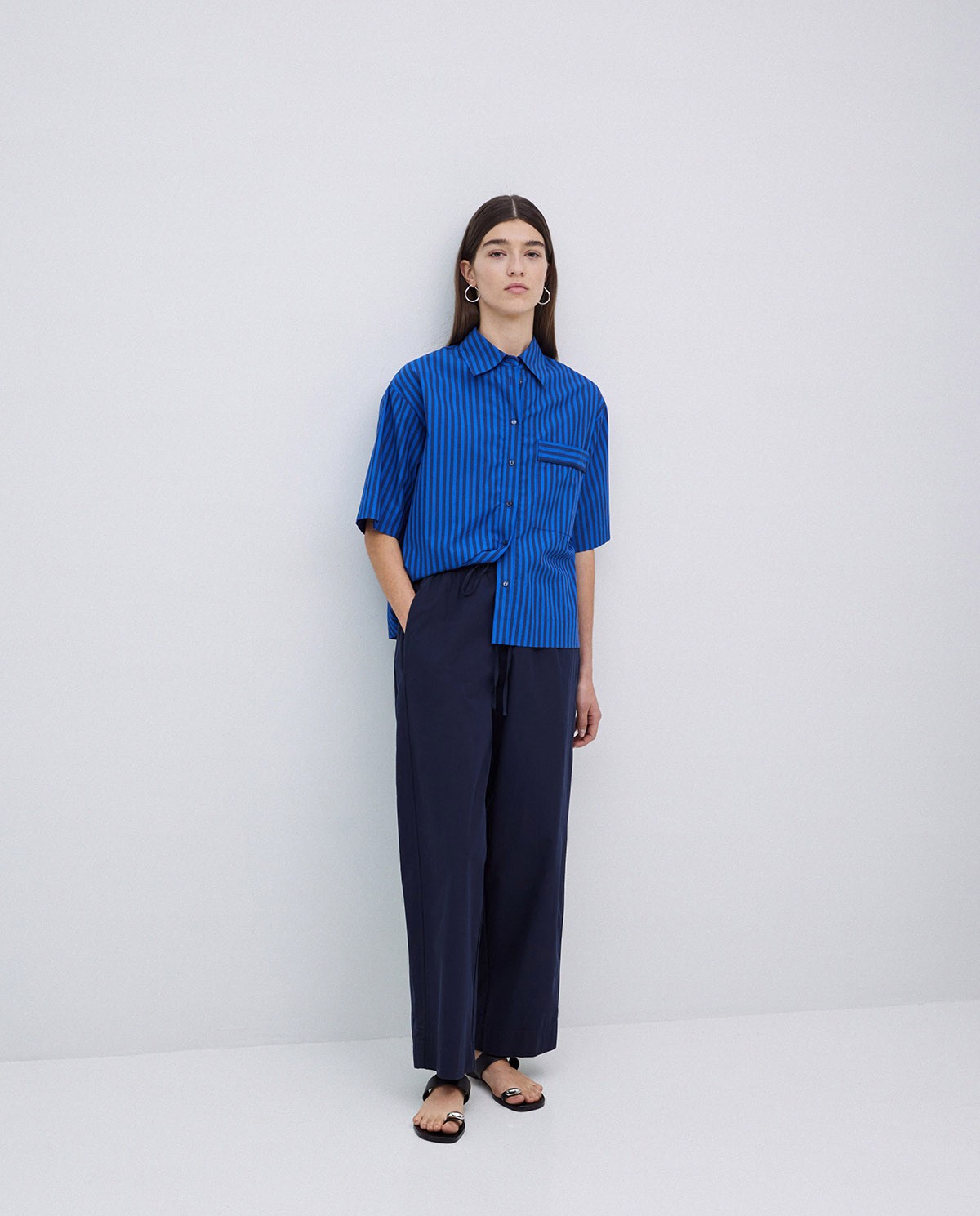 Pantalon balloon fit 100 % coton bleu foncé 2