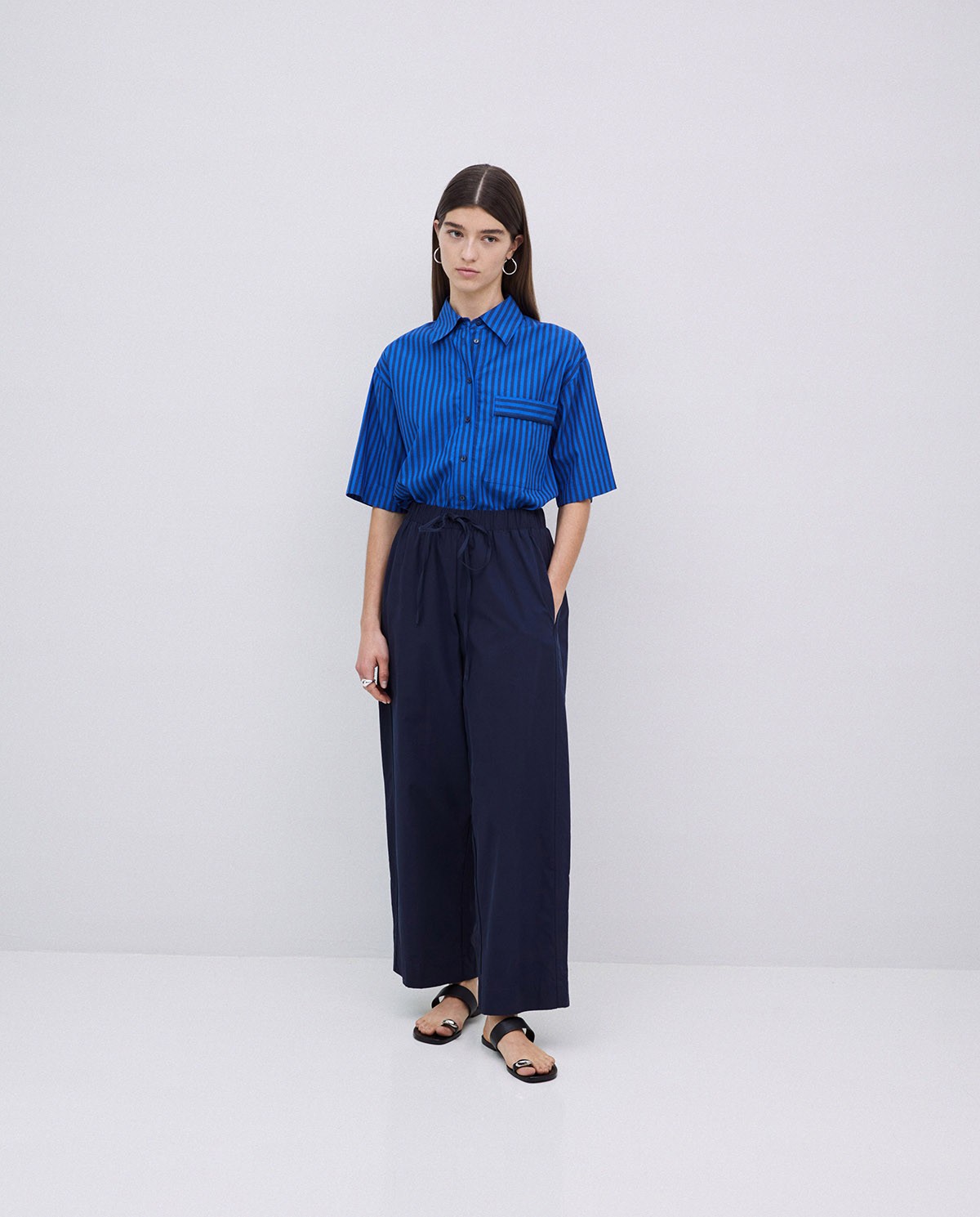 Pantalon balloon fit 100 % coton bleu foncé 4