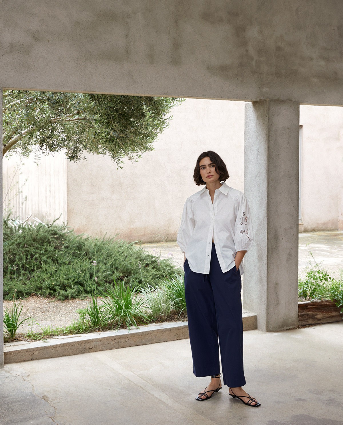 Pantalon balloon fit 100 % coton bleu foncé 6