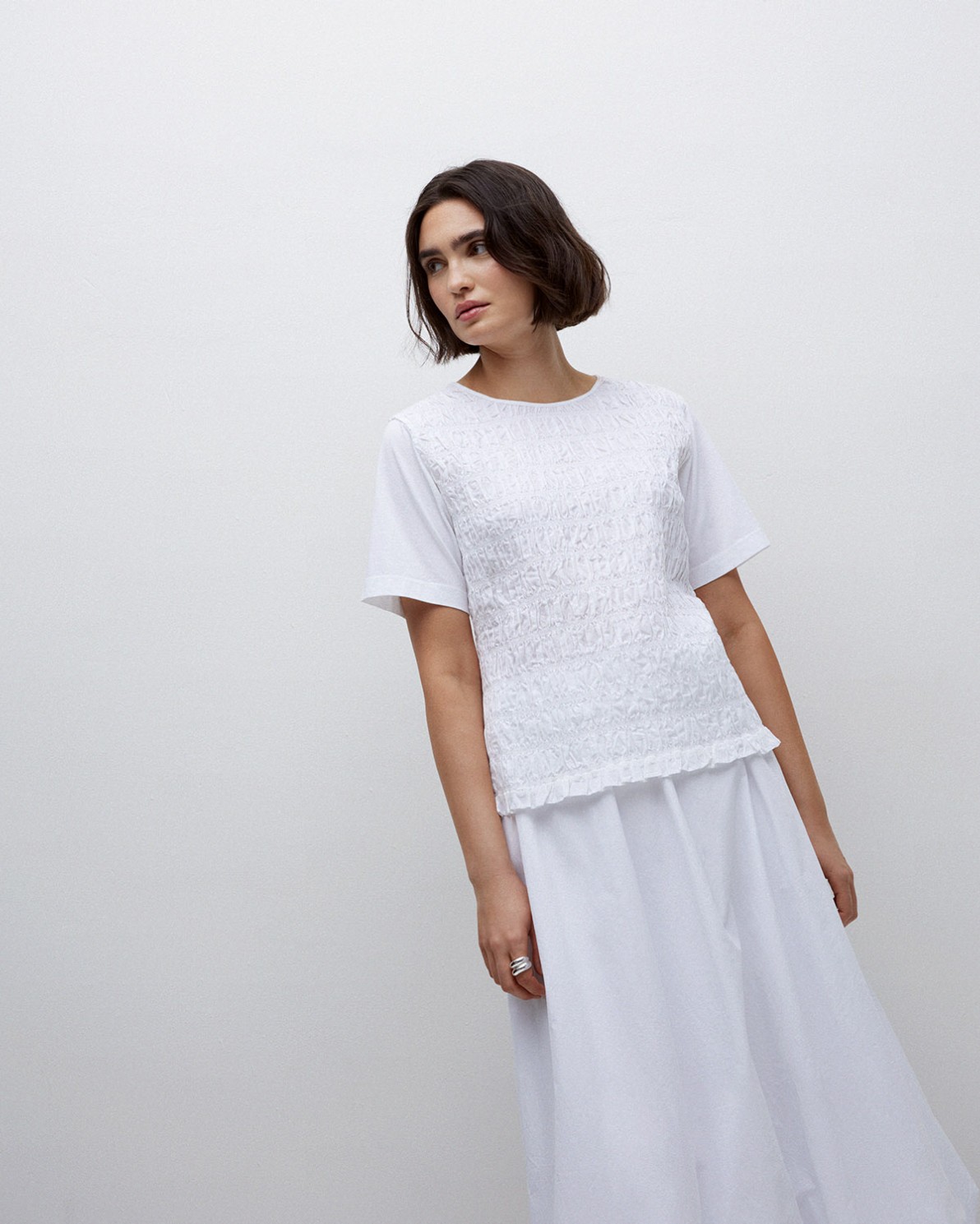 White poplin balloon skirt