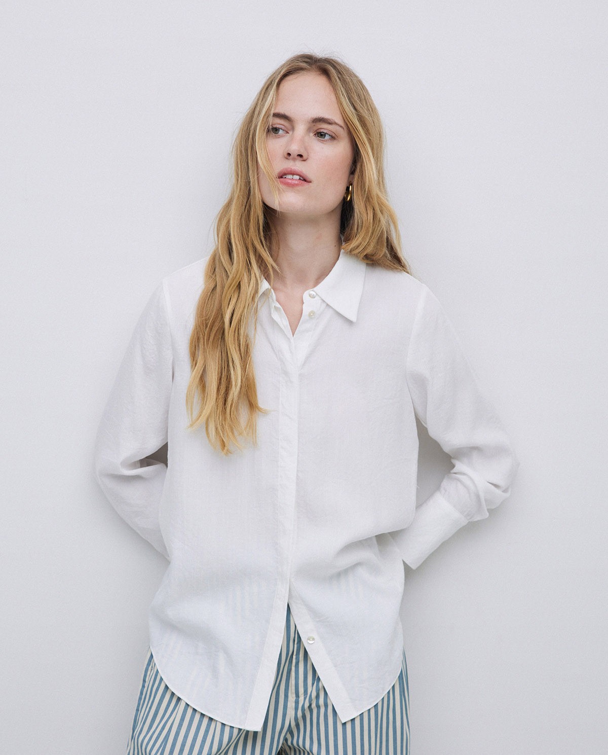 Camisa fluida viscosa blanc