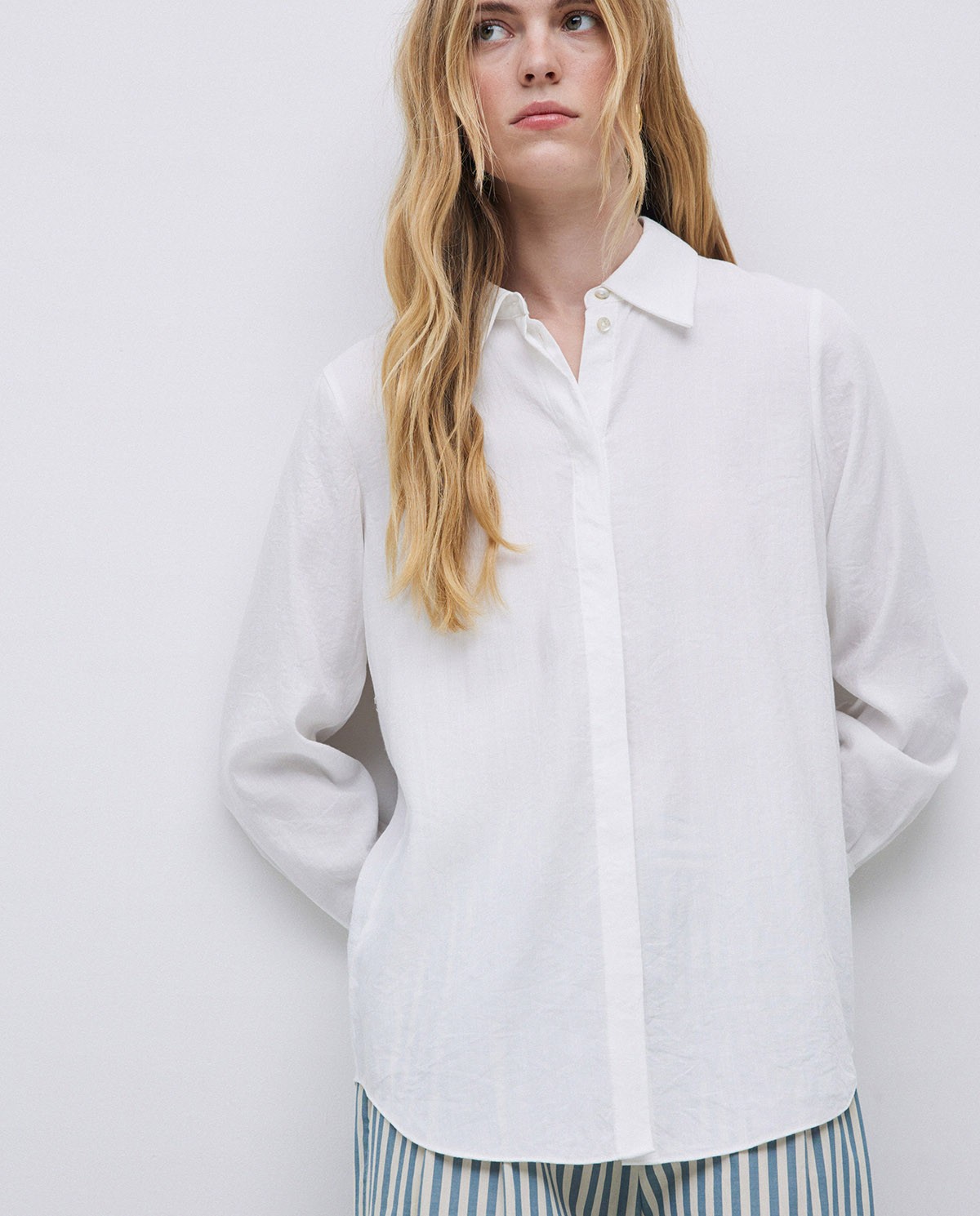 Camisa fluida viscosa blanc 1