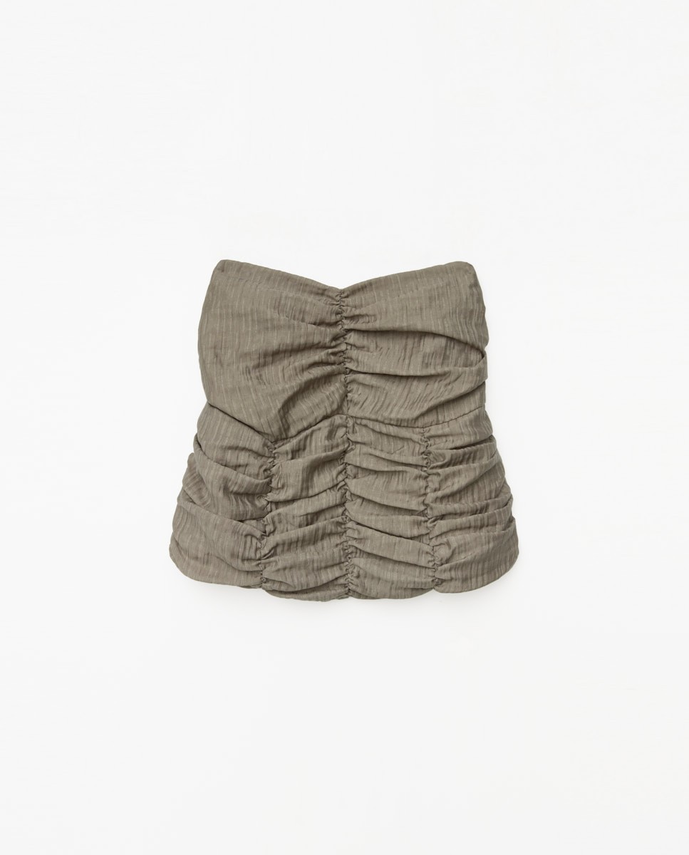 Top drapé épaules nues kaki 7