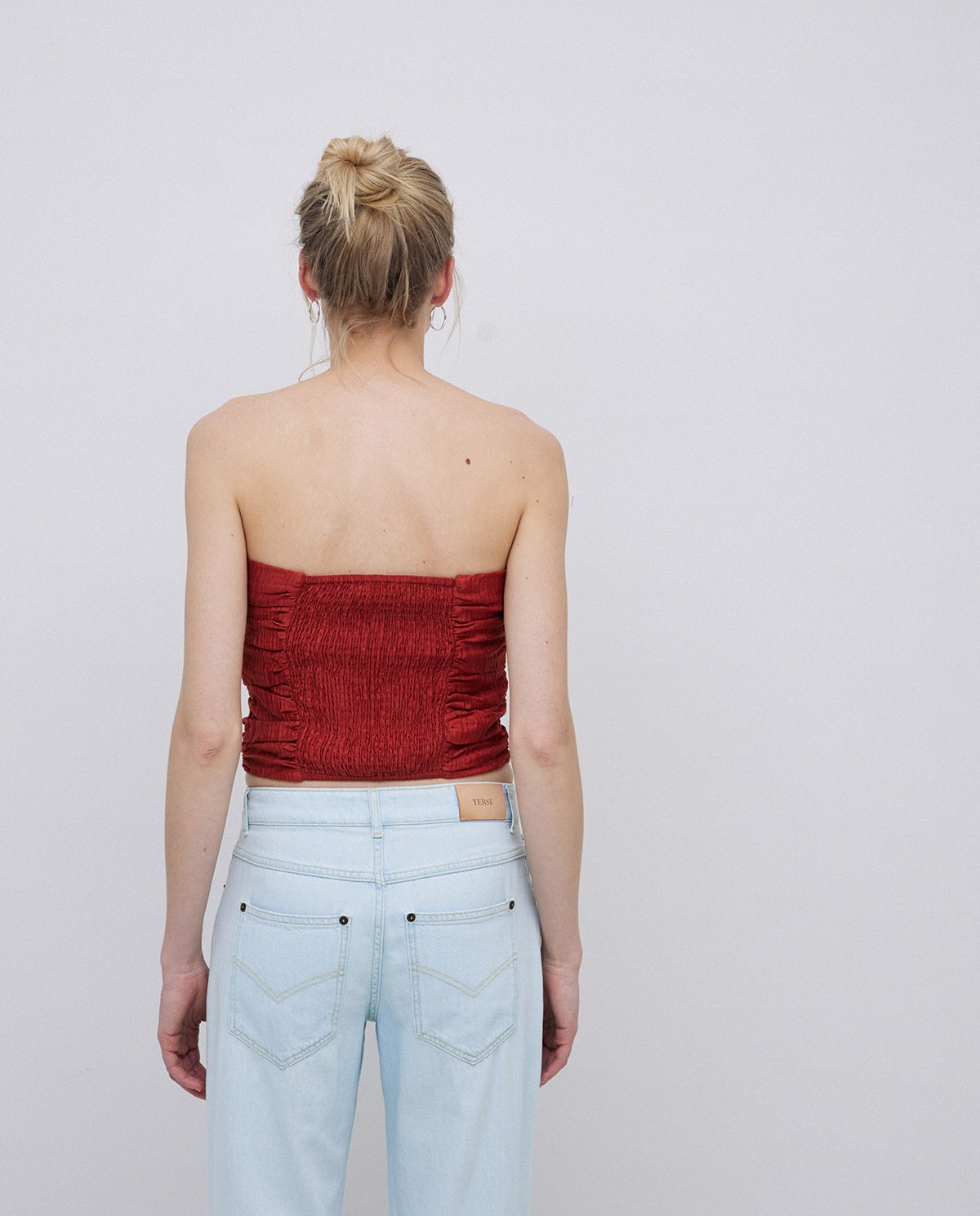 Top drapé terracotta épaules nues 3
