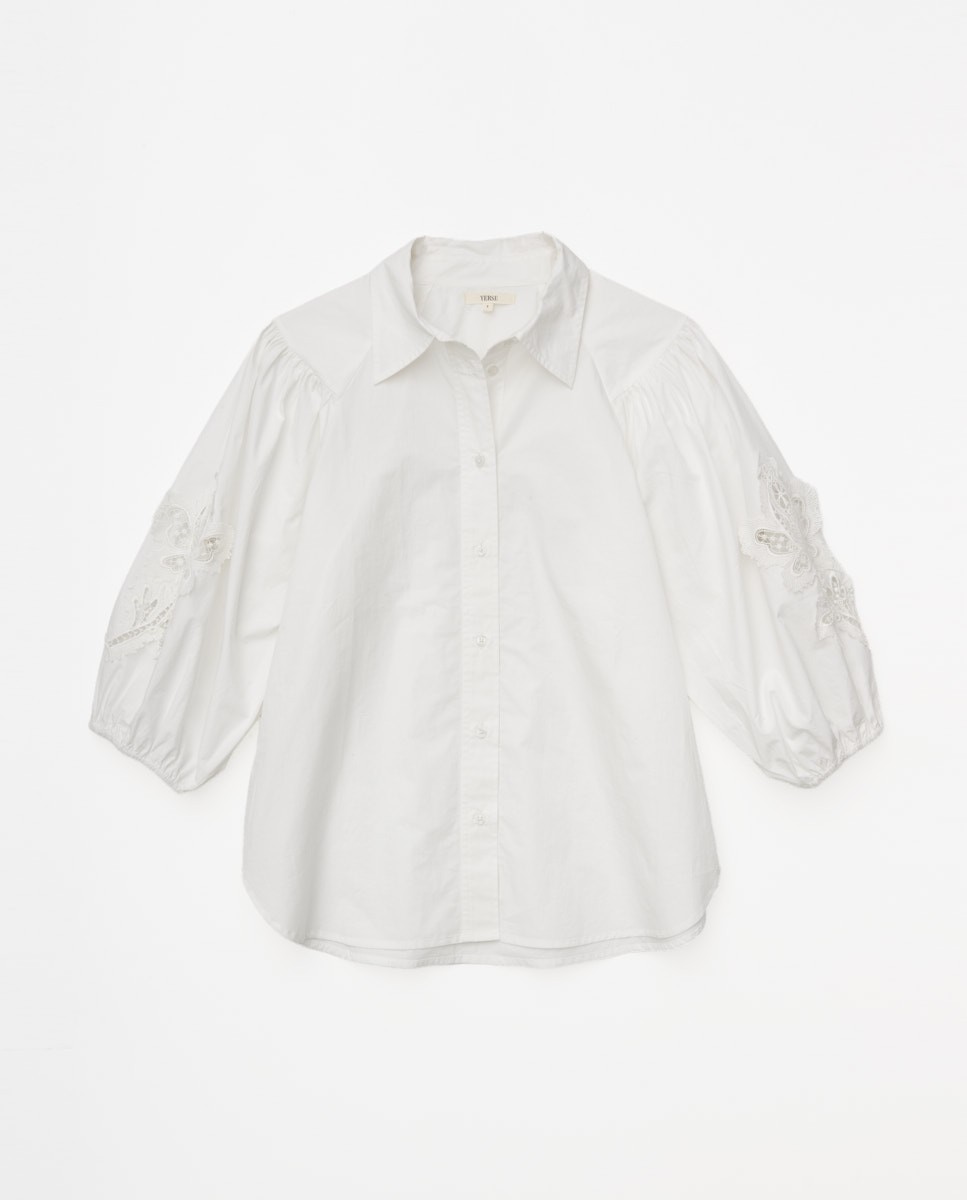 Camisa popelín puntillas blanco 4