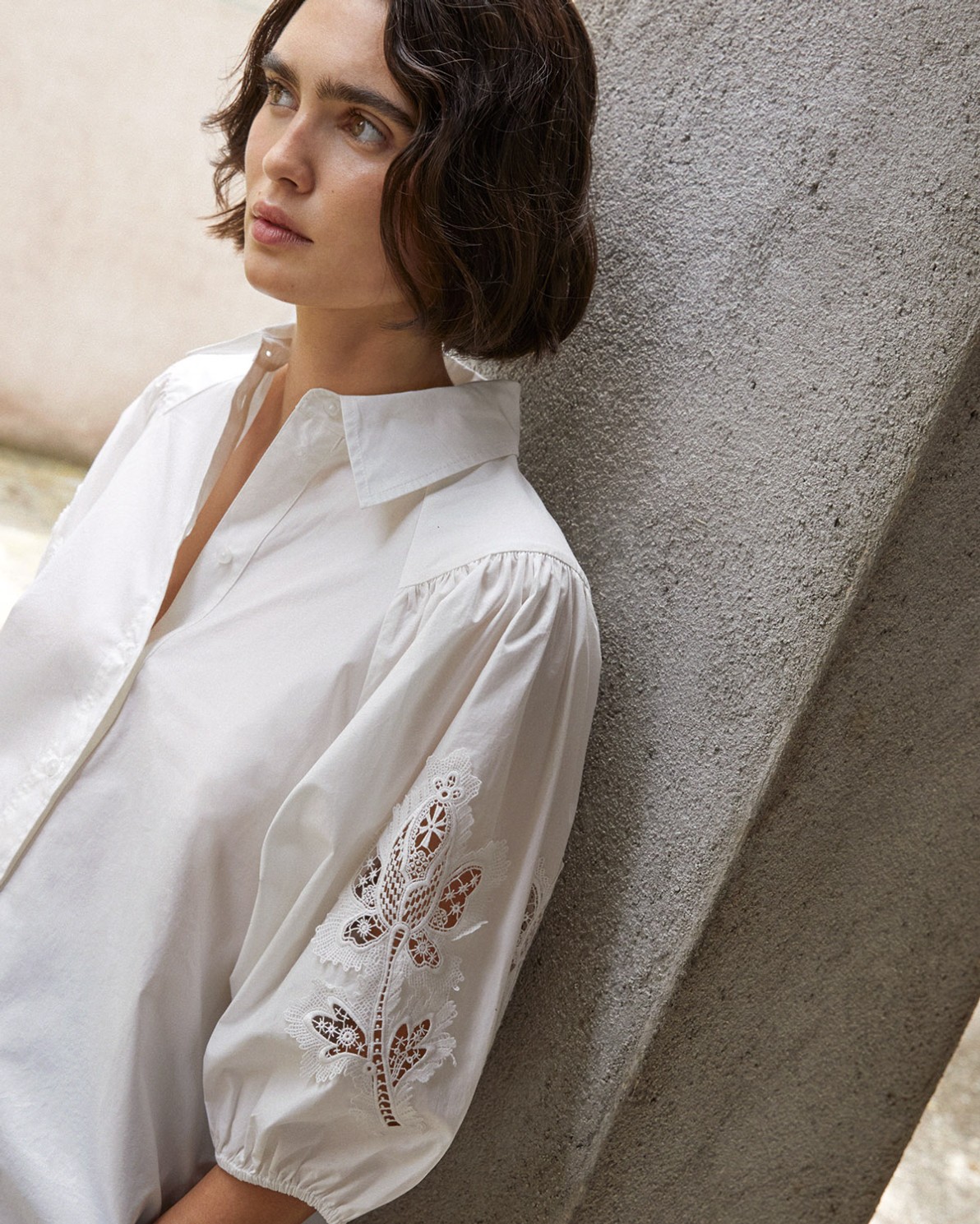 Camisa popelín puntillas blanco 5