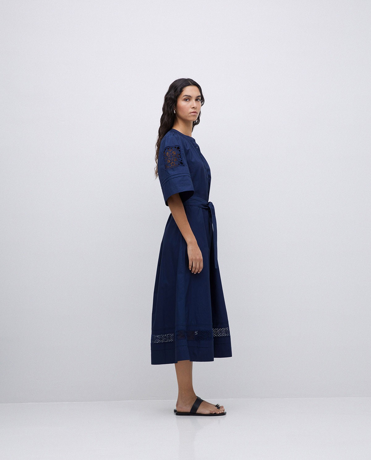 Vestido popelín puntillas azul oscuro 5