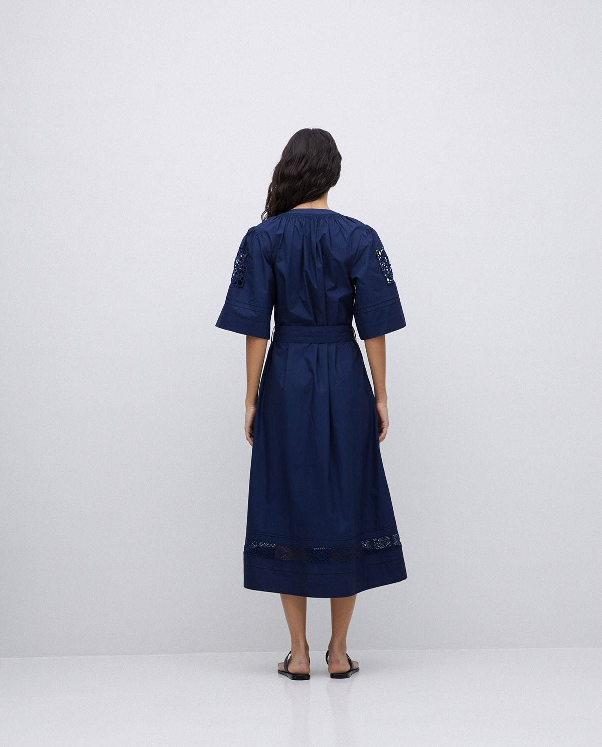 Vestido popelín puntillas azul oscuro 6