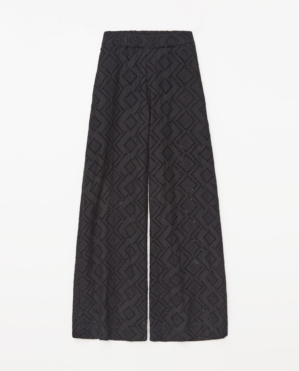 Pantalon wide leg noir avec broderie 6