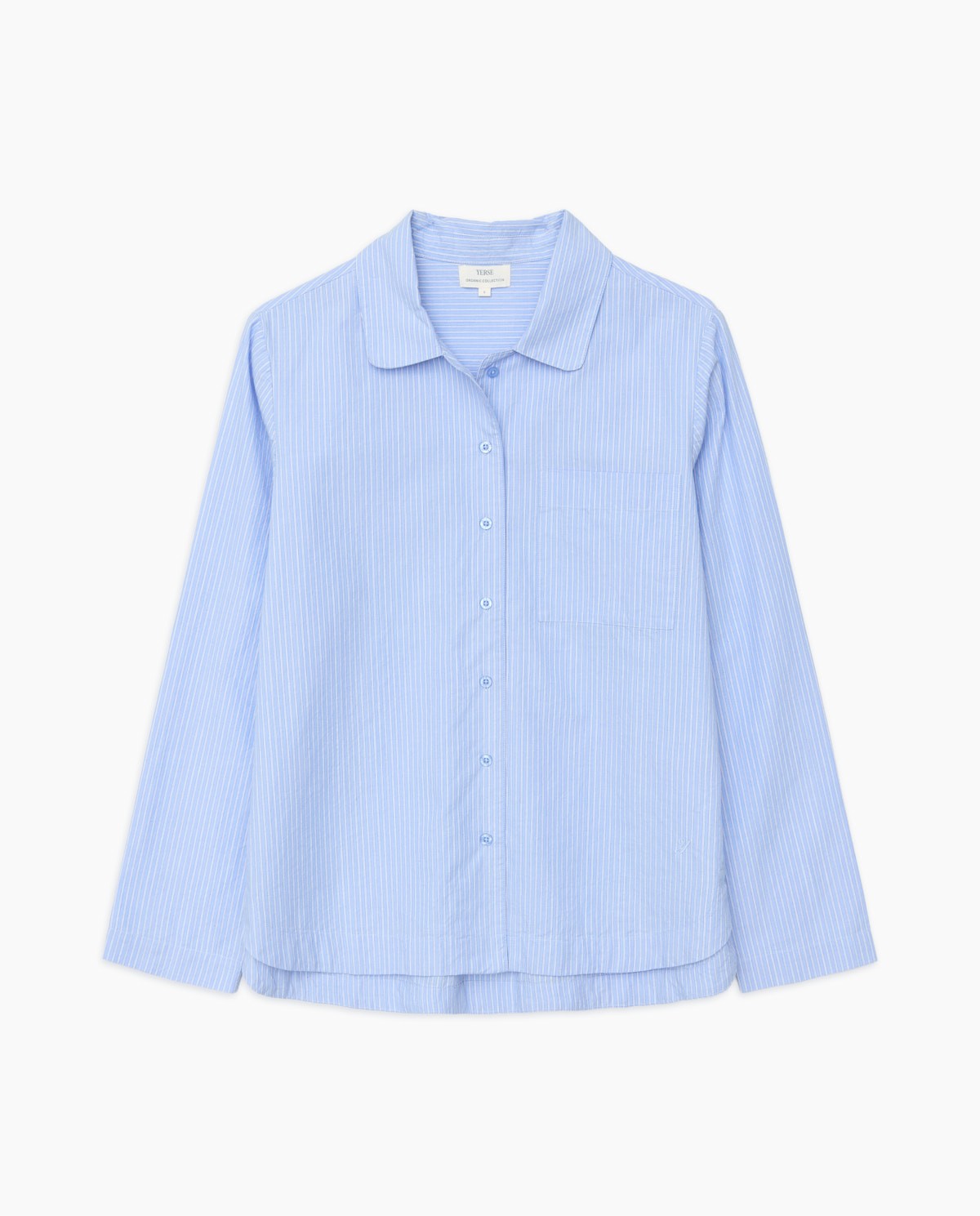 Chemise en popeline bleue à rayures 7