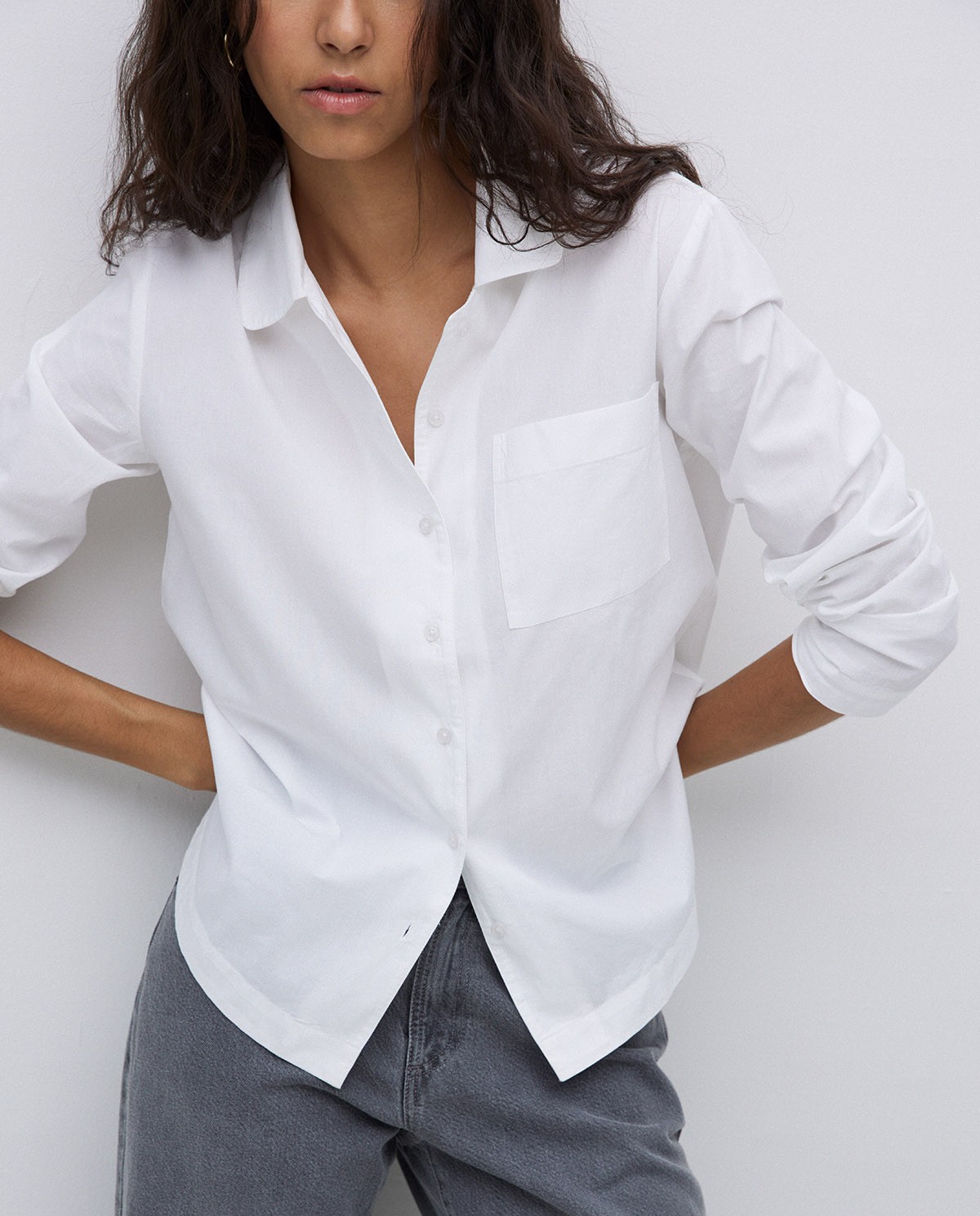 Camisa popelín algodón orgánico blanco 2