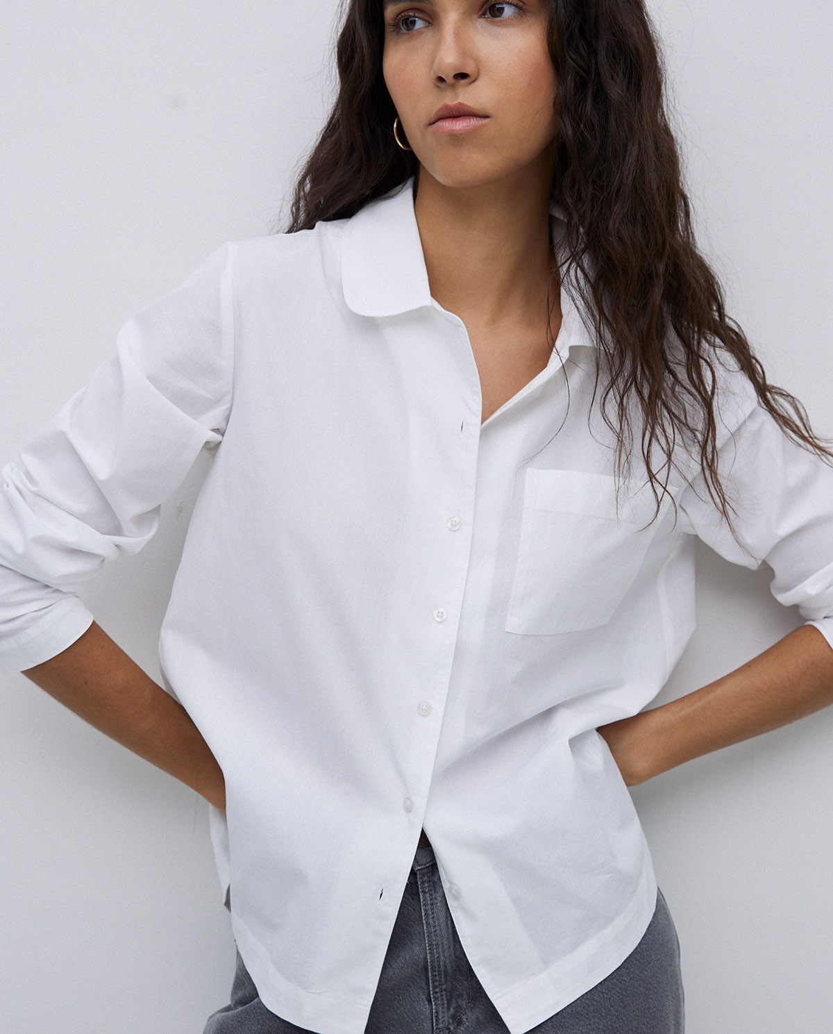 Camisa popelín algodón orgánico blanco