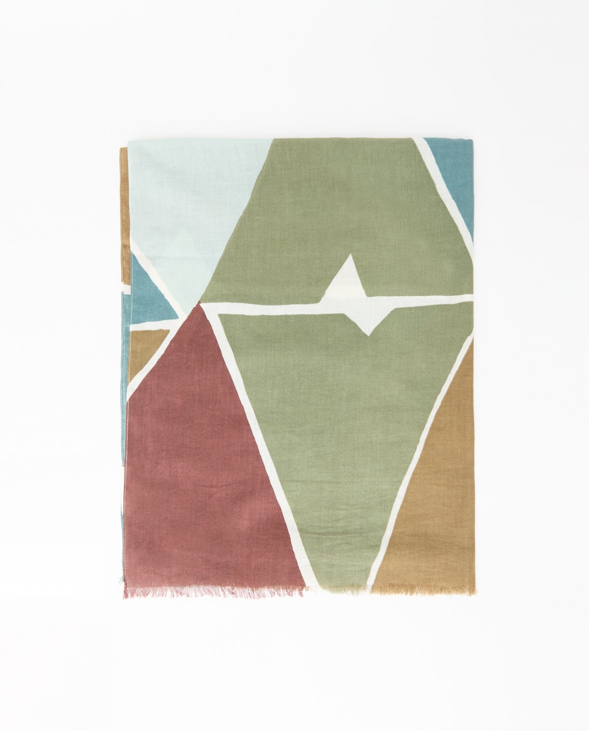 Khaki geometric 100% cotton foulard 2