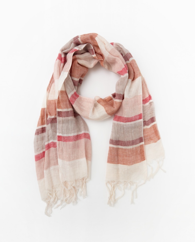 Terracotta striped linen foulard