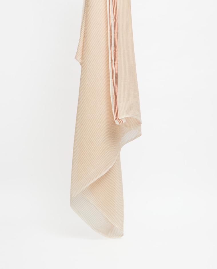 Beige striped cotton foulard