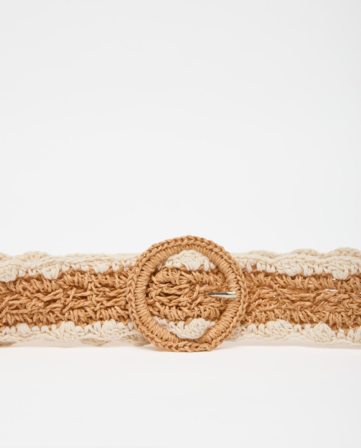Ceinture en raphia beige avec détails en macramé 4