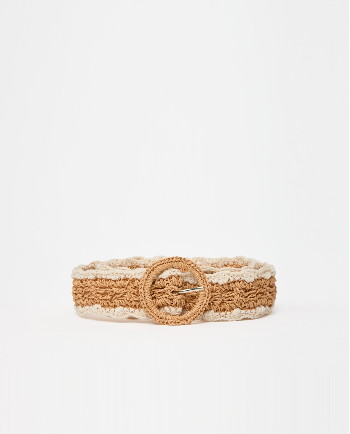 Ceinture en raphia beige avec détails en macramé 2