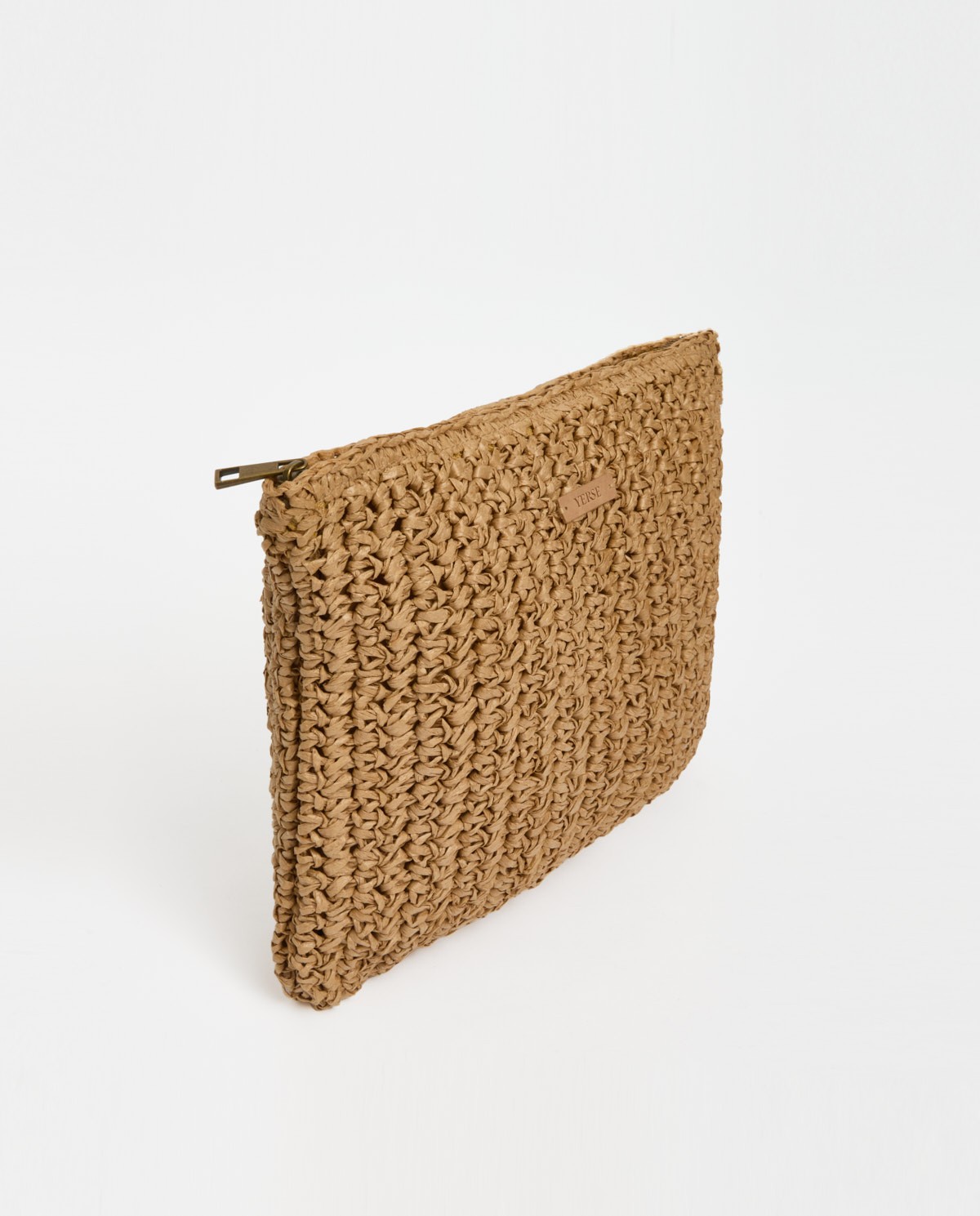 Clutch cremallera rafia natural 4