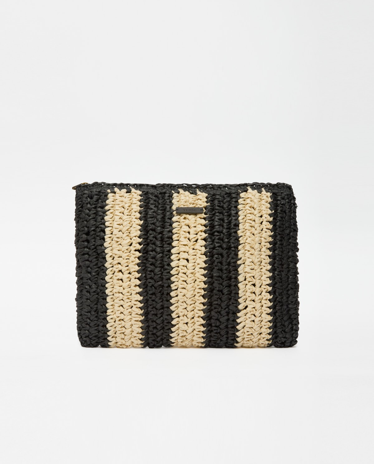 Clutch rafia crudo y negro 1