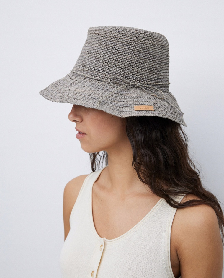 Sombrero handmade rafia gris