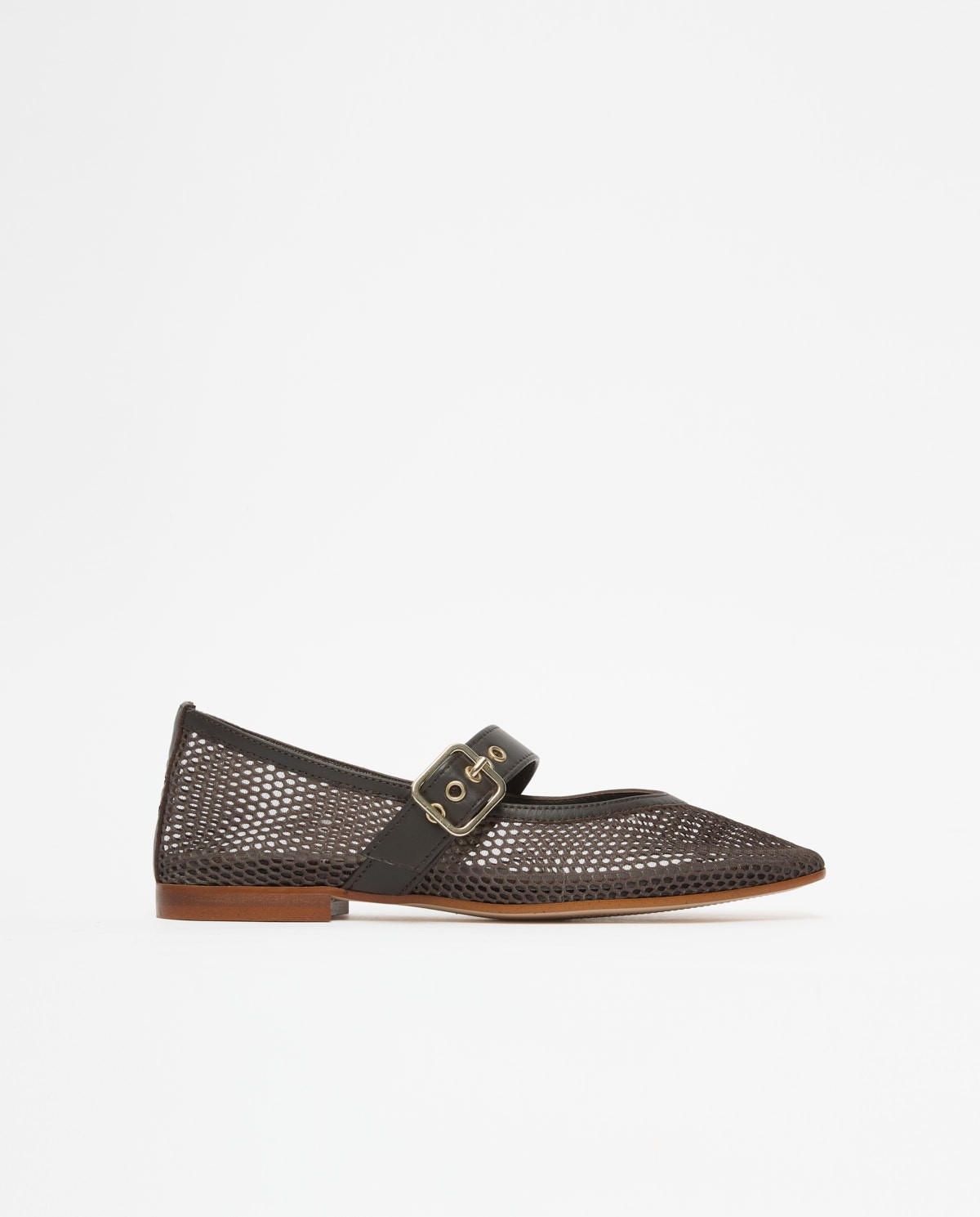 Chocolate buckle-strap ballet flats 2