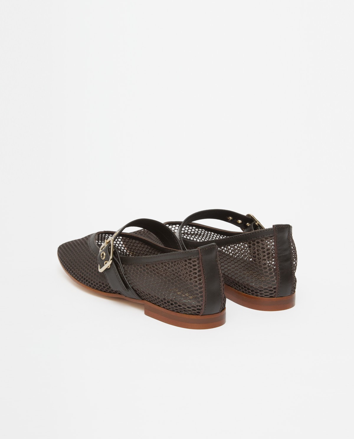 Chocolate buckle-strap ballet flats 4
