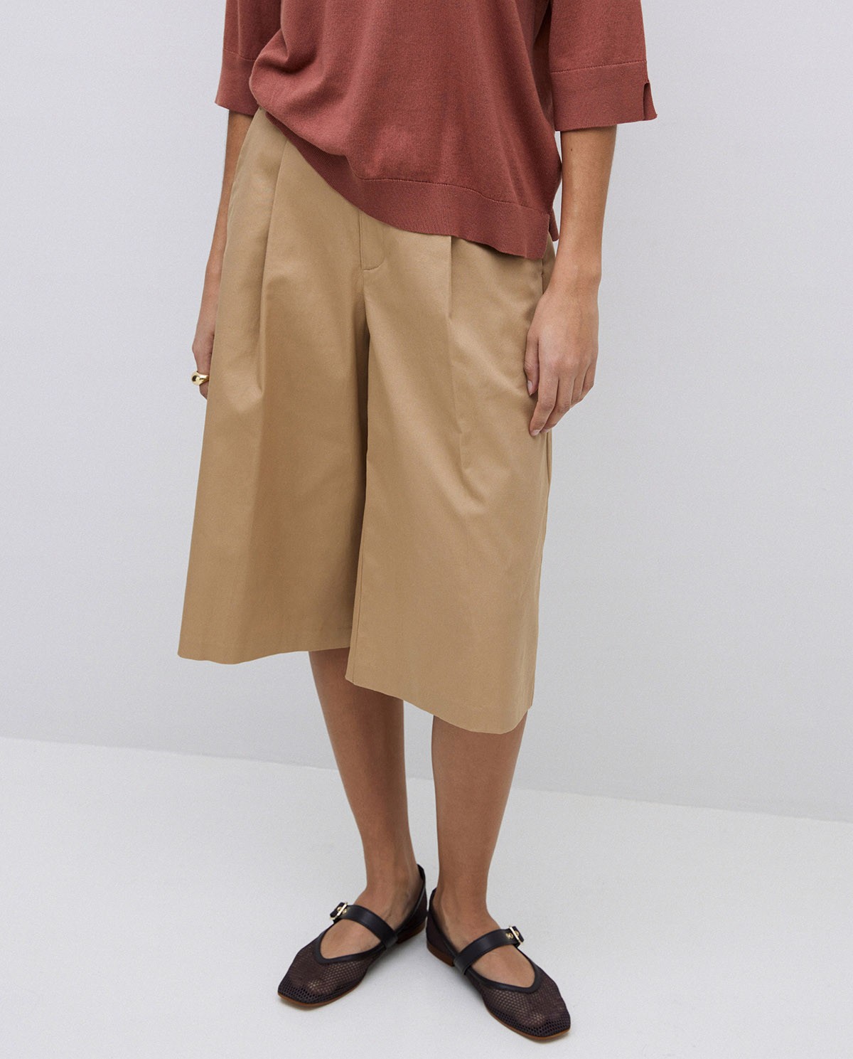 Chocolate buckle-strap ballet flats