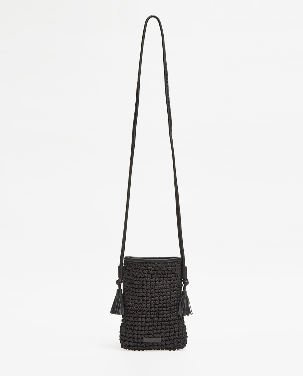 Sac fait main en raphia noir 3