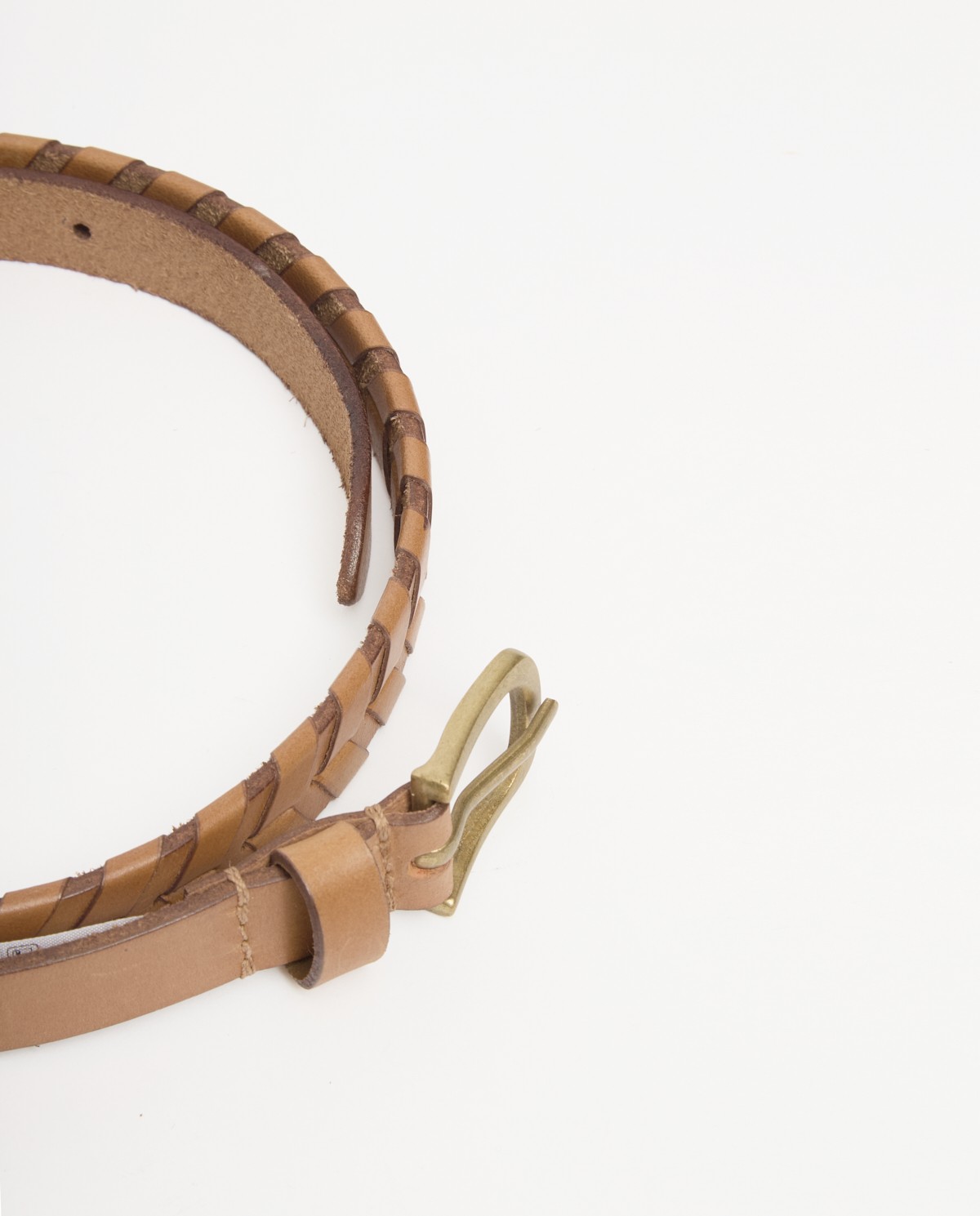 Cinturó pell trenat handmade camel