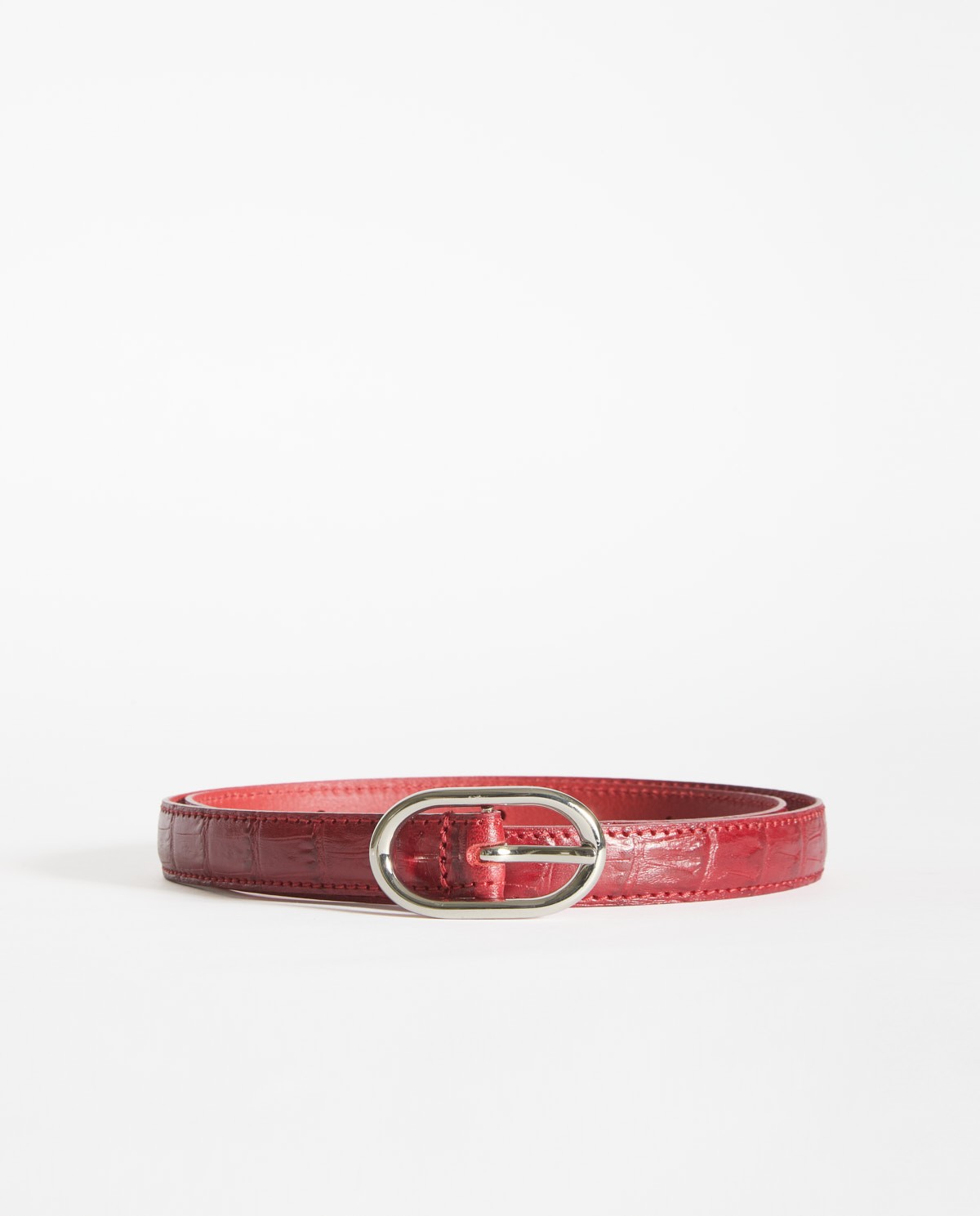 Red crocodile skin-effect belt 3