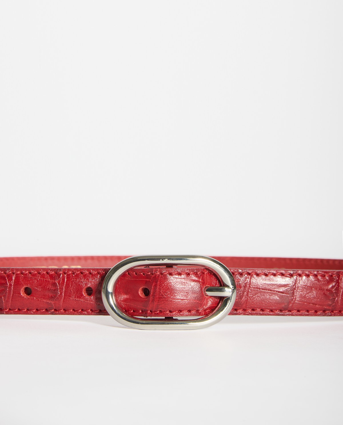 Red crocodile skin-effect belt 4
