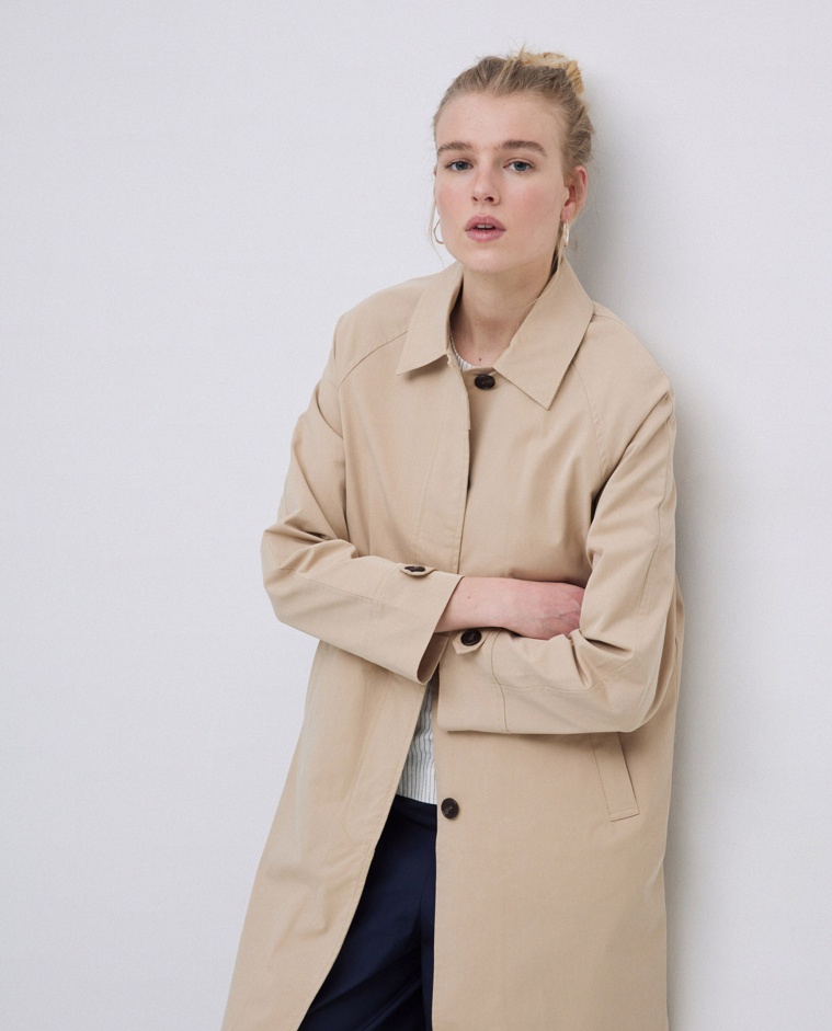 Gabardine col chemise beige