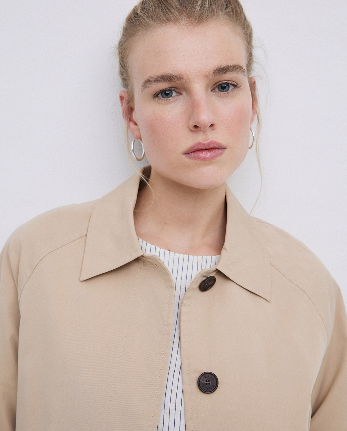 Gabardine col chemise beige 2