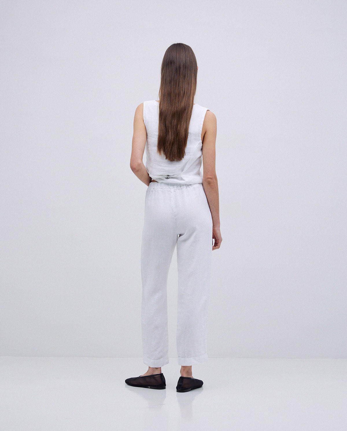Pantalons rectes lli blanc