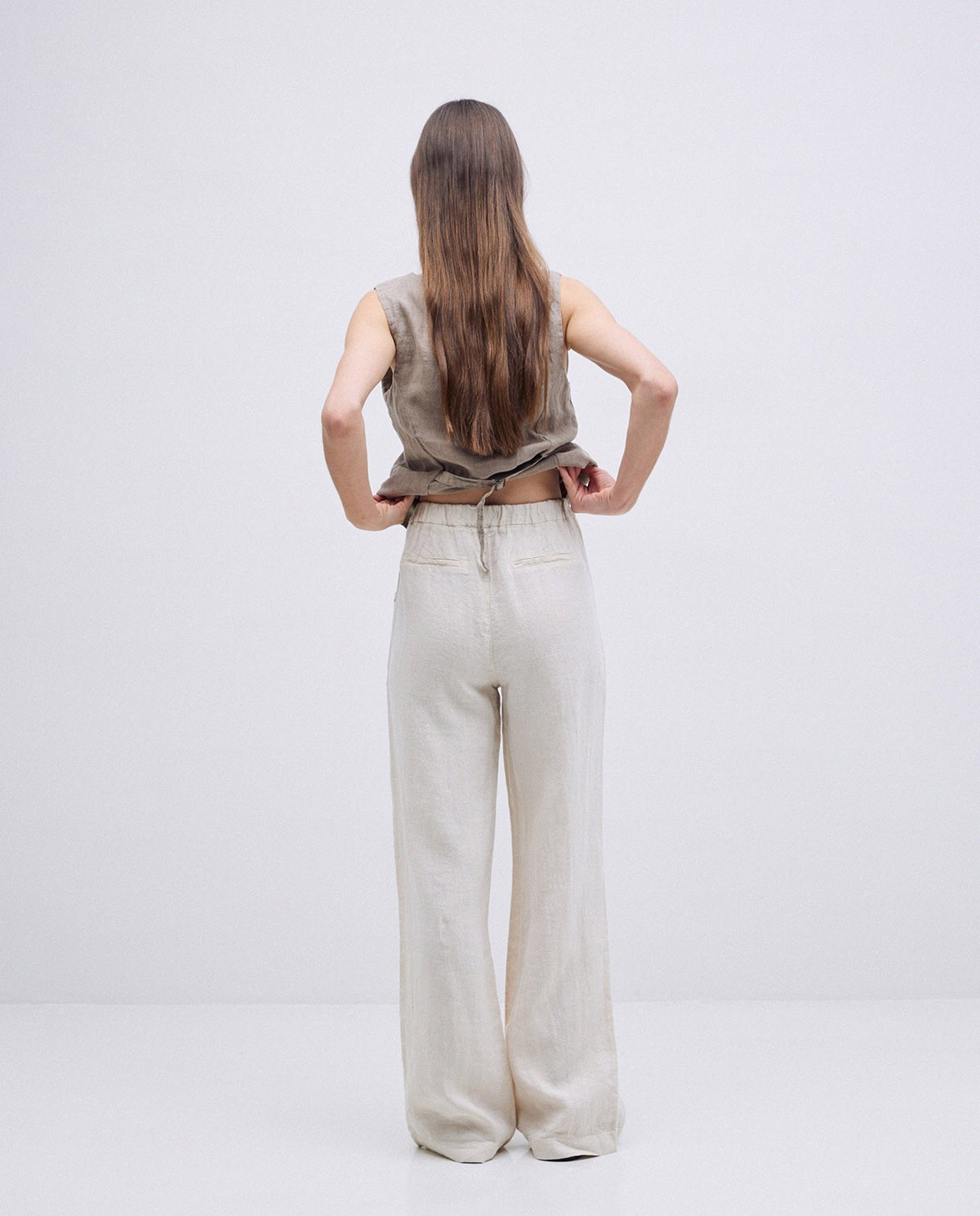 Pantalon coupe droite lin écru