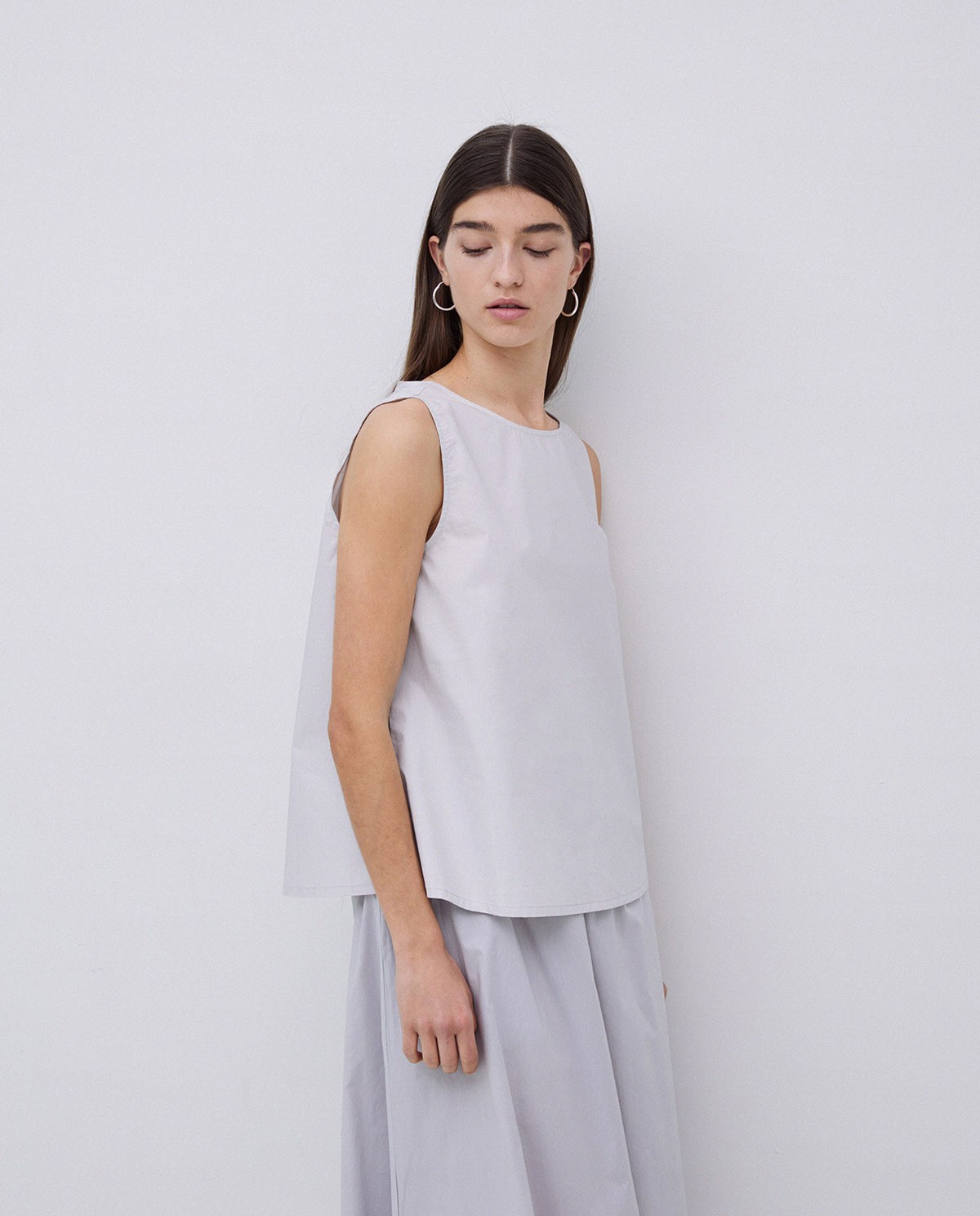 Grey poplin top