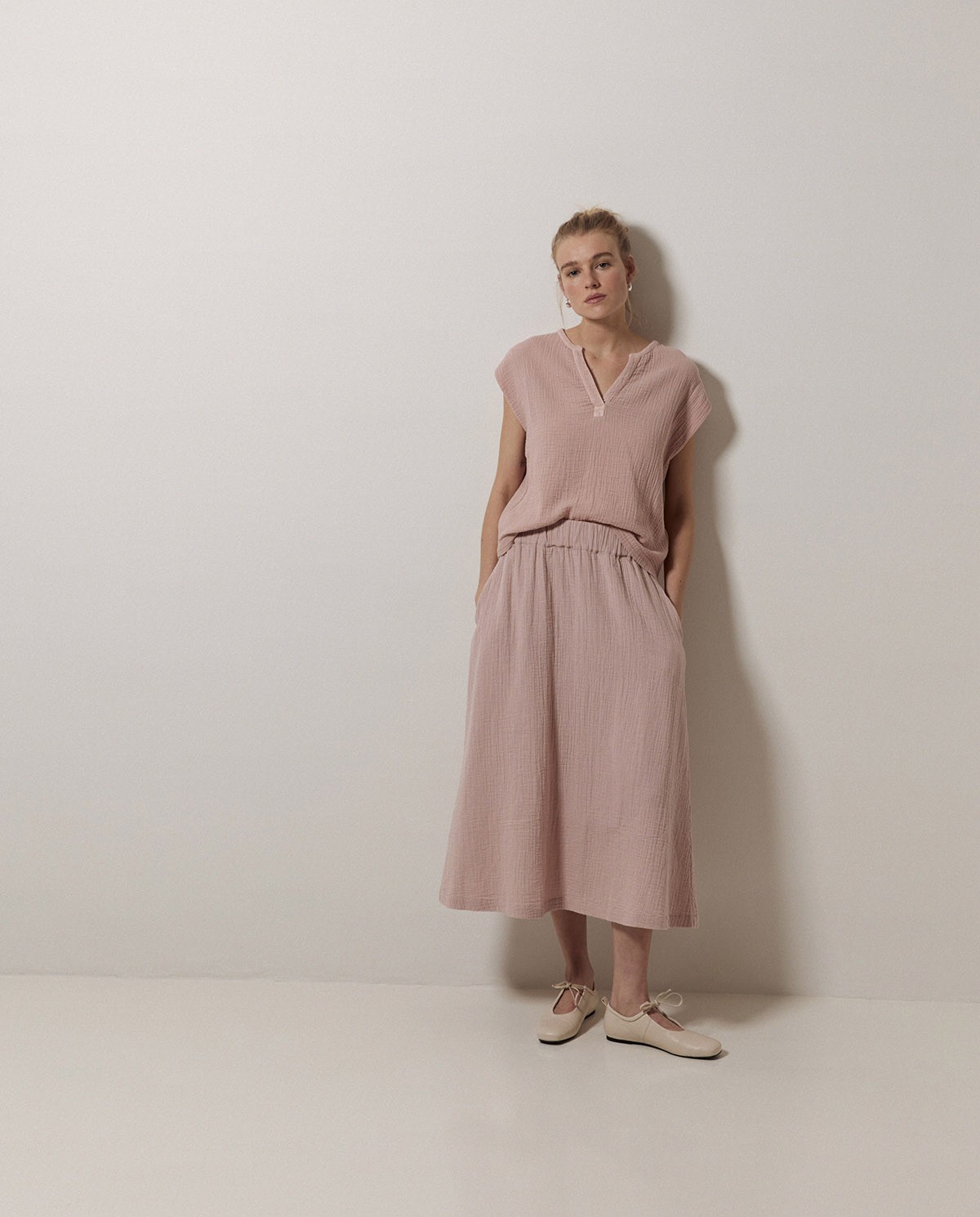 Falda muselina rosa