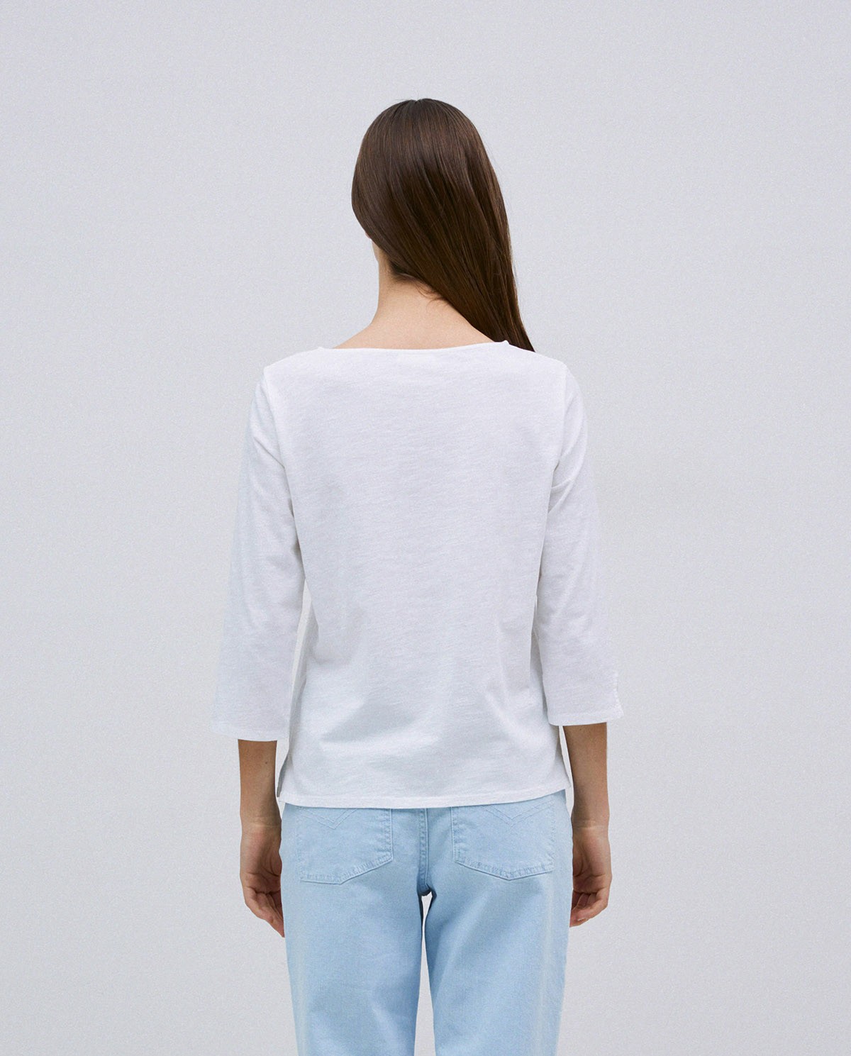 Camiseta 3/4 algodón flamé blanco 4