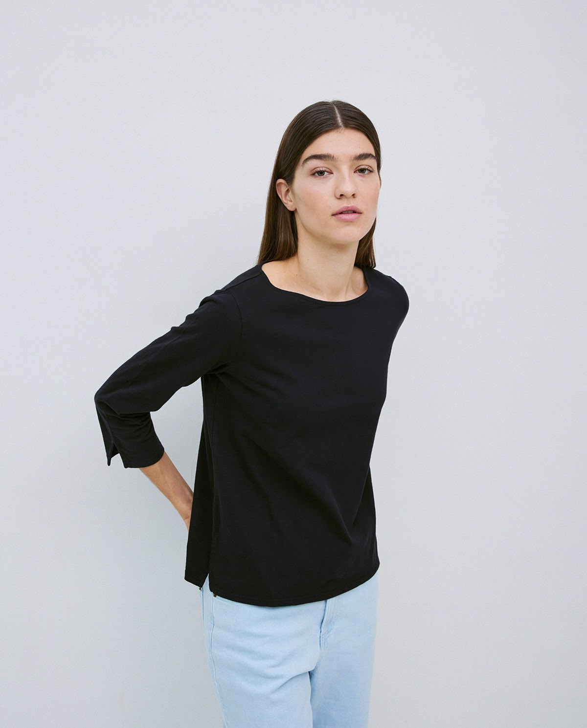 Camiseta 3/4 algodón flamé negro 2